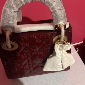 Red Mini Bag with Gold Hardware and Boxy Shape